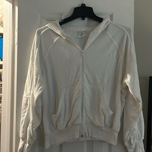 Aerie White Zip-Up Hoodie